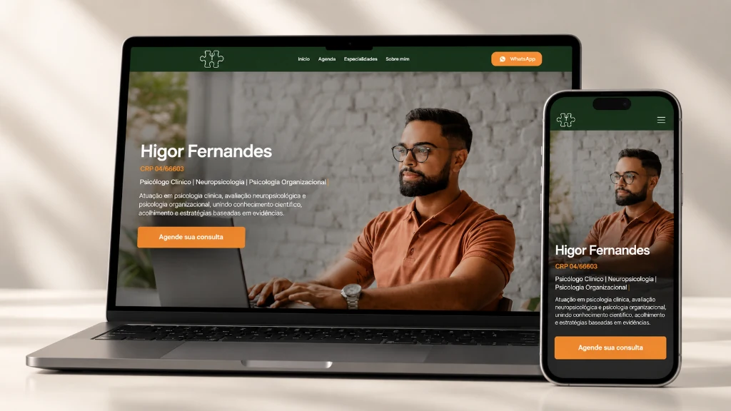 Site de Higor Fernandes Psicologia em diferentes telas